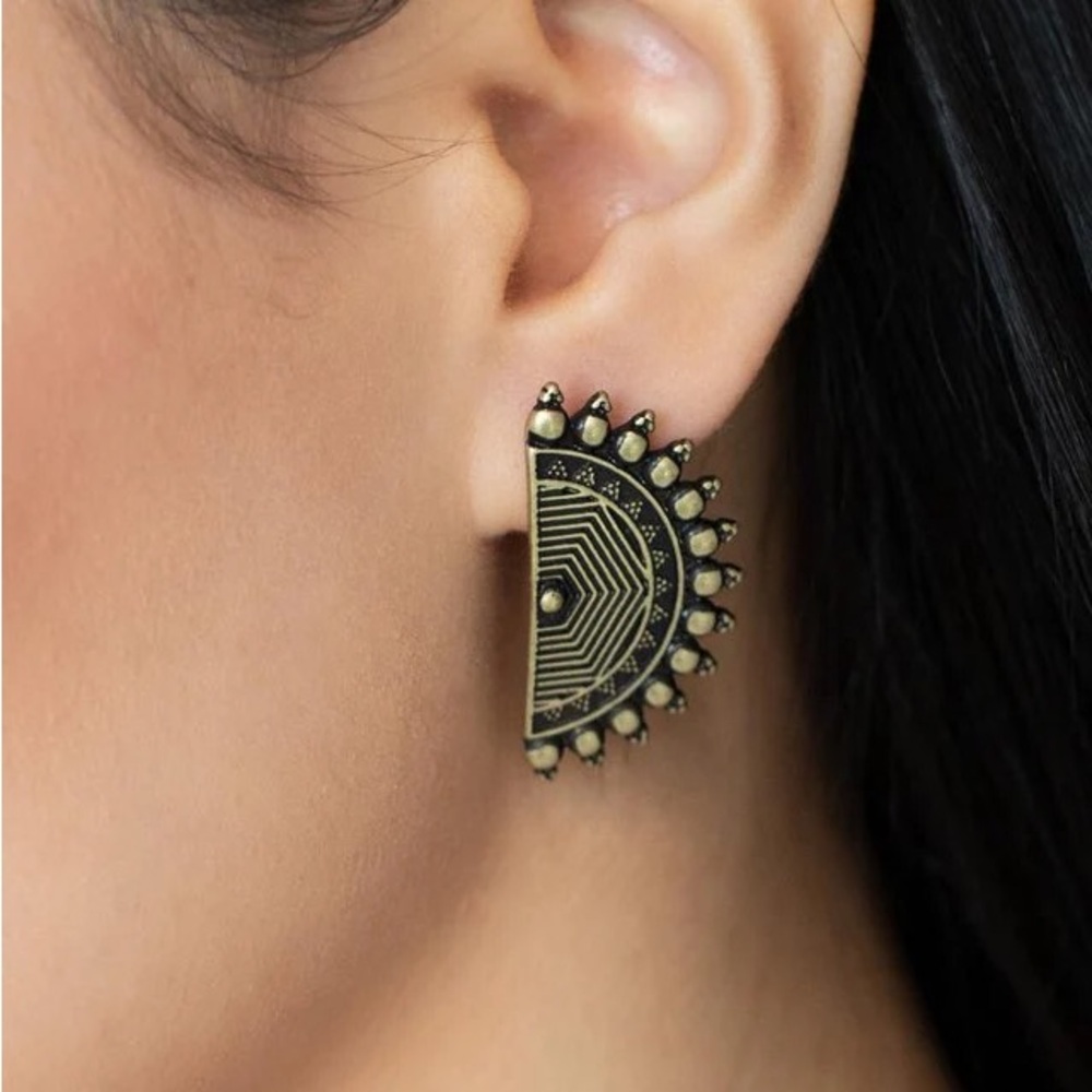 Brass Earrings Antique Theme